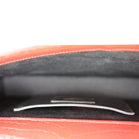 Yves Saint Laurent Kate Tassel Crocodile Embossed Leather Wallet Red - Picture 10 of 12